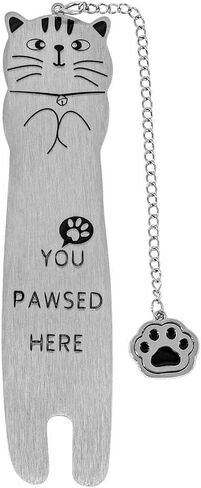 1-Piece Cat-Themed Metal Bookmark - Cute & Playful with Paw Charm, Three Styles Optional in Saudi Arabia