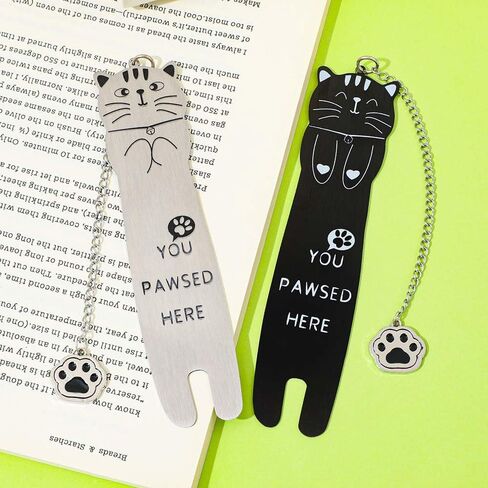 1-Piece Cat-Themed Metal Bookmark - Cute & Playful with Paw Charm, Three Styles Optional in Saudi Arabia
