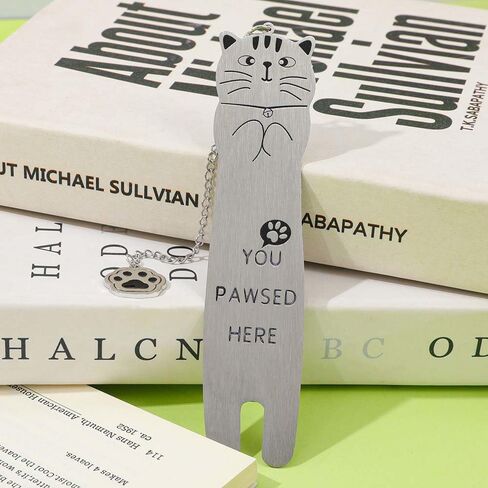 1-Piece Cat-Themed Metal Bookmark - Cute & Playful with Paw Charm, Three Styles Optional in Saudi Arabia