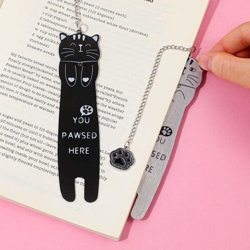 1-Piece Cat-Themed Metal Bookmark - Cute & Playful with Paw Charm, Three Styles Optional in Saudi Arabia
