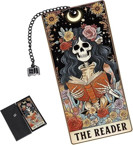 Gothic Skull Bookmarks Gifts - Funny Skeleton Bookmarks for Women, Tarot Reader Reading Accessories for Book Lovers, Halloween Christmas Graduation Birthday Gifts for Friends Bookish in Kuwait