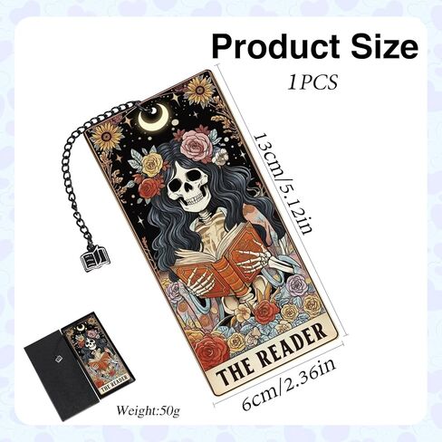 Gothic Skull Bookmarks Gifts - Funny Skeleton Bookmarks for Women, Tarot Reader Reading Accessories for Book Lovers, Halloween Christmas Graduation Birthday Gifts for Friends Bookish in Kuwait