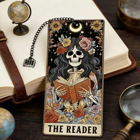 Gothic Skull Bookmarks Gifts - Funny Skeleton Bookmarks for Women, Tarot Reader Reading Accessories for Book Lovers, Halloween Christmas Graduation Birthday Gifts for Friends Bookish in Kuwait