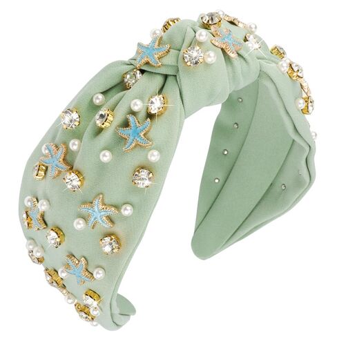 AOPRIE Pearl Headbands for Women Top Knotted Headbands for Girls Hair Bands for Women's Hair Solid Color Turban Wide Headbands for Women Brown, 1 Pack in Kuwait