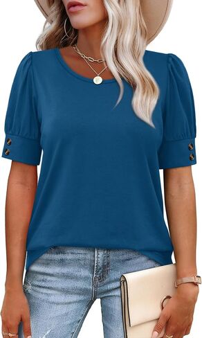 Womens Tops Short Sleeve Shirts with Buttons Spring Fashion Blouses Dressy Casual Plus Size Summer Outfits in Saudi Arabia