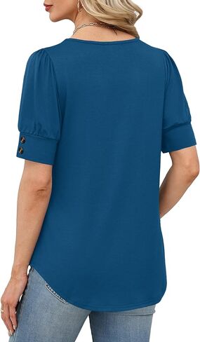 Womens Tops Short Sleeve Shirts with Buttons Spring Fashion Blouses Dressy Casual Plus Size Summer Outfits in Saudi Arabia