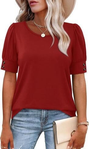 Womens Tops Short Sleeve Shirts with Buttons Spring Fashion Blouses Dressy Casual Plus Size Summer Outfits in Saudi Arabia