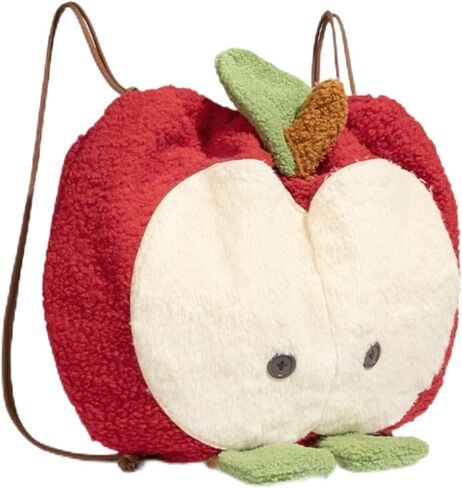 Whimsy Twee Apple Backpack Kawaii Funky Fuzzy Fruit Purse Y2k Kawaii Whimsical Accessories (red) in Kuwait