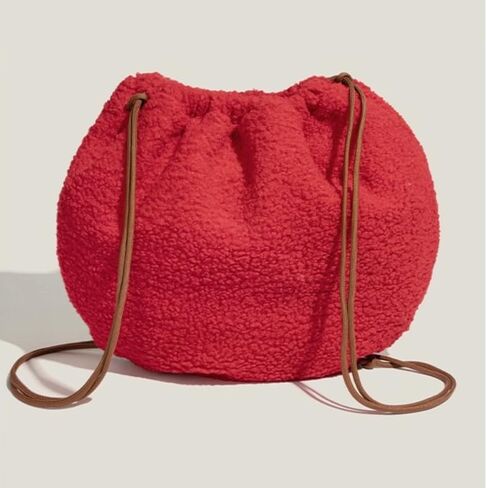 Whimsy Twee Apple Backpack Kawaii Funky Fuzzy Fruit Purse Y2k Kawaii Whimsical Accessories (red) in Kuwait