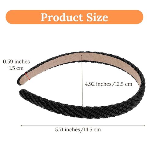 5Pcs Thin Headbands for Women Thin Knitted Hairbands Fashion Non Slip Headband Vintage Boho Head Bands for Women's Hair Cute Solid Colors Hair Accessories (Black, White, Khaki, Coffee, Yellow-green) in Kuwait