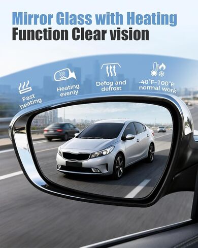 Driver Side Heated Mirror Glass Fit for Kia Soul 2014 2015 2016 2017 2018 2019, Replace 87611B2500 87611B2510 87611B2000, Left in Saudi Arabia