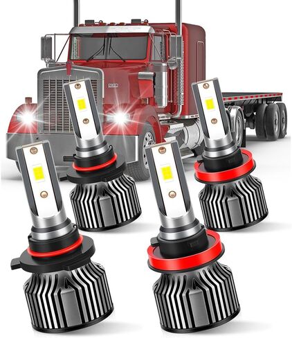 For Kenworth T680 T880 2013 2014 2015 2016 2017 2018 2019 2020 Light Bulb 6000K White High & Low Beam, Ultra Bright with Fan, 4-Pack in Saudi Arabia