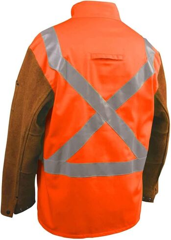 Black Stallion (JH1012-OR Hybrid Welding Jacket, 9 oz Flame Resistant Cotton Body, Split Cowhide Sleeves, Stand-Up Welder's Collar, 2X-Large, Safety Orange in Kuwait