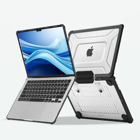 MOSISO Compatible with MacBook Air 13 inch Case M5 2026 M4 2025 M3 M2 2024-2022 A3449 A3240 A3113 A2681, Heavy Duty Dots Hard Shell with TPU Bumper&Foldable Stand for MacBook Air 13.6 inch Case, Black in Saudi Arabia