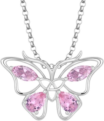 JO WISDOM Butterfly Necklaces for Women 925 Sterling Silver Celtic Knot 5A Cubic Zirconia Birthstone Pendant Jewelry Anniversary Birthday Christmas Gifts for her in Saudi Arabia