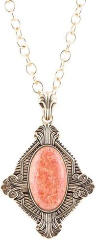 Barse Jewelry Valerie Orange Sponge Coral and Golden Pendant Necklace in Kuwait