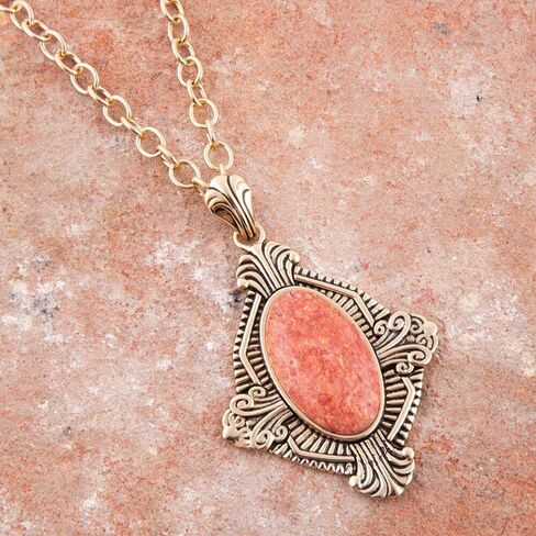 Barse Jewelry Valerie Orange Sponge Coral and Golden Pendant Necklace in Kuwait