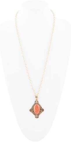 Barse Jewelry Valerie Orange Sponge Coral and Golden Pendant Necklace in Kuwait