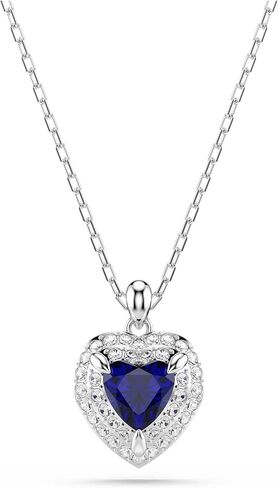 Swarovski One pendant, Heart cut, Pavé, Heart, Blue, Rhodium plated in Saudi Arabia