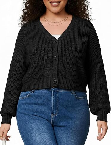 Plus Size Women Cardigan Long Sleeve Button Down Knit Outerwear in Saudi Arabia