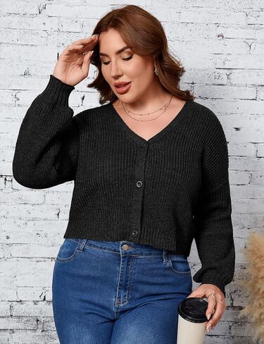 Plus Size Women Cardigan Long Sleeve Button Down Knit Outerwear in Saudi Arabia