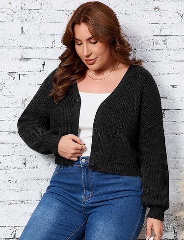 Plus Size Women Cardigan Long Sleeve Button Down Knit Outerwear in Saudi Arabia