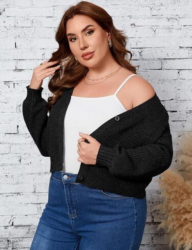 Plus Size Women Cardigan Long Sleeve Button Down Knit Outerwear in Saudi Arabia