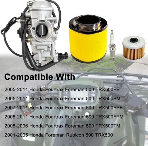 TRX500 Carburetor Kit Fit For Honda Foreman Rubicon 500 TRX500 2001-2005​,Fit For Honda Fourtrax Foreman 500 TRX500FE TRX500FM TRX500FPE TRX500FPM TRX500TM 2005-2011 With Carb Choke Cable spark plug in Kuwait