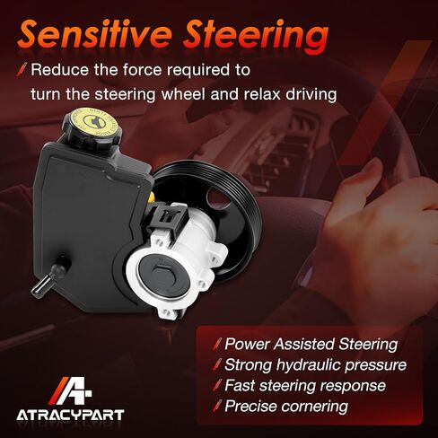 Power Steering Pump, with Pulley and Reservoir, Compatible with 1996-2001 Jeep Cherokee XJ,1997-2003 Wrangler TJ, 4.0L L6 Engine, Replaces #20-38771, 52087871, 55-7141, 50-7140 in Saudi Arabia