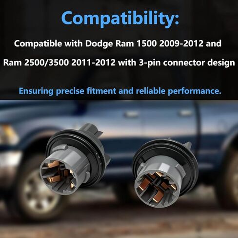 2PCS Turn Signal Light Bulb Socket Holder 3-Pin Connector with Rubber Seal Fit Dodge Ram 1500 2009-2012 Ram 2500 3500 2011-2012 Parking Lamp Plug Replace OE 68083021AA in Saudi Arabia