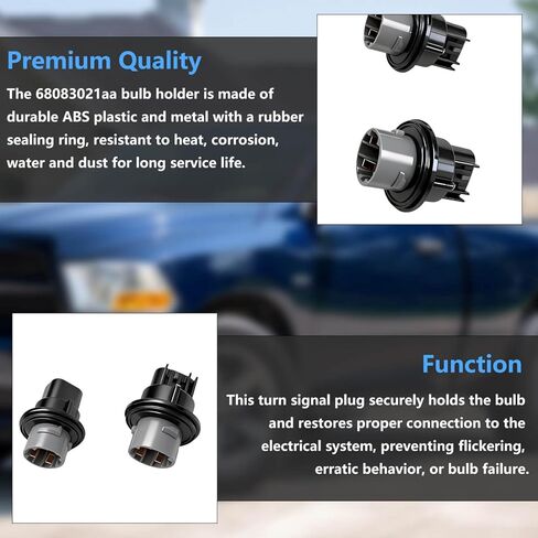 2PCS Turn Signal Light Bulb Socket Holder 3-Pin Connector with Rubber Seal Fit Dodge Ram 1500 2009-2012 Ram 2500 3500 2011-2012 Parking Lamp Plug Replace OE 68083021AA in Saudi Arabia