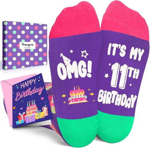 HAPPYPOP 10th Birthday Gifts Ideas for Girls - Socks for 10 Year Old Tween Girls Boys, Present for 10 Year Olds in Saudi Arabia