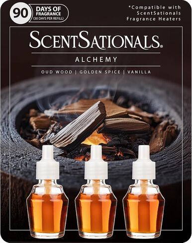 ScentSationals Alchemy Fragrance Oil Plug In Air Freshener Refills 3-Pack - Works with Scentsationals Wall Plugs, Long-Lasting Home Fragrance, 0.8 fl oz Each, Packaging May Vary in Saudi Arabia