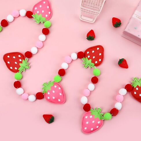 Jansun 1 Piece Elegant 3D Strawberry Garland, 8.2 ft Festive Wall Decor Felt Hanging Banner for Room Party Holiday Celebrations Party Supply Home Decoration in Kuwait