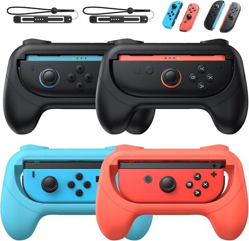 FASTSNAIL 4 Pack Grips Kit Compatible with Nintendo Switch for Joy Con, Wear-Resistant Grip Controller for Joy con & OLED Model with 12 Thumb Grip in Saudi Arabia