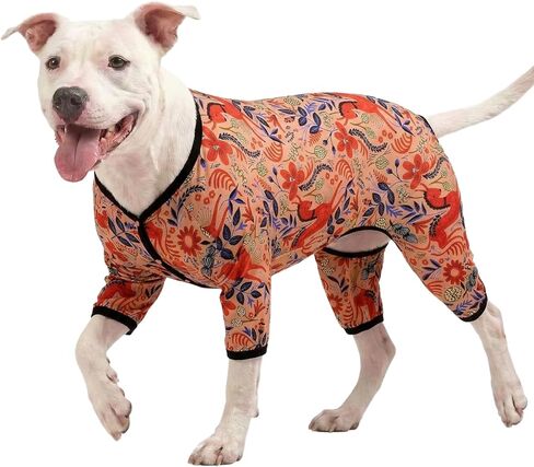 LovinPet Large Breed Dog Pajamas - Lightweight Pullover Full Coverage Dog Pjs, Dog Onesie, Happy Horse Coral Print, Full Coverage Dog Jammies, Pet Pj's/XXL in Kuwait