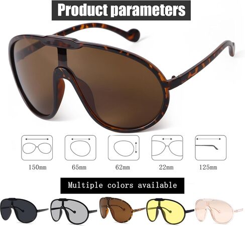 نظارات شمسية كبيرة الحجم من SDINM للنساء والرجال، نظارات شمسية كلاسيكية كبيرة الحجم من السبعينيات، قطعة واحدة in Kuwait