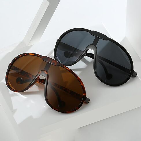 نظارات شمسية كبيرة الحجم من SDINM للنساء والرجال، نظارات شمسية كلاسيكية كبيرة الحجم من السبعينيات، قطعة واحدة in Kuwait