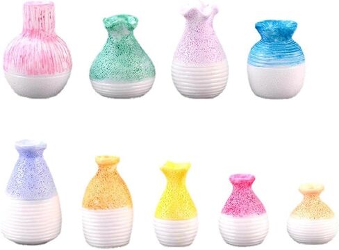 9Pcs Mini Bud Vases, Tiny Resin Flower Vases for Plants, Micro Landscape Decor, Home Tabletop Decoration, Gift for Plant Lovers in Saudi Arabia