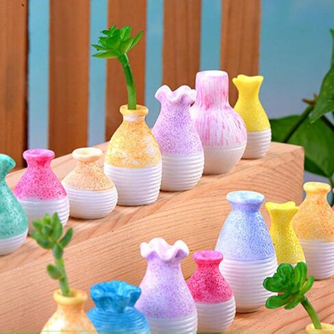 9Pcs Mini Bud Vases, Tiny Resin Flower Vases for Plants, Micro Landscape Decor, Home Tabletop Decoration, Gift for Plant Lovers in Saudi Arabia