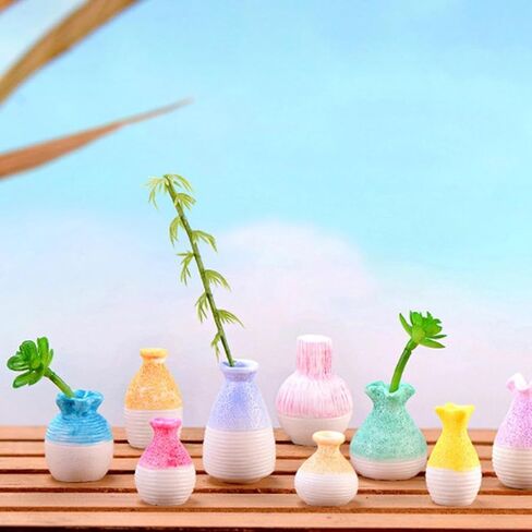 9Pcs Mini Bud Vases, Tiny Resin Flower Vases for Plants, Micro Landscape Decor, Home Tabletop Decoration, Gift for Plant Lovers in Saudi Arabia