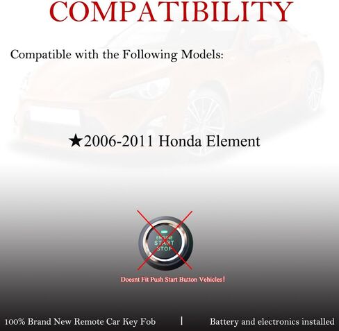 MechanMagic Key Fob Replacement Fits for Honda Element 2006 2007 2008 2009 2010 2011 OUCG8D-344H-A Remote with Uncut Transponder Ignition Key (HO03PT) in Saudi Arabia