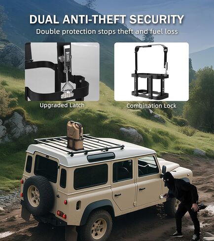 حامل حامل حاويات مياه سعة 5 جالون من ELITEWILL، دعامة تخزين مياه قابلة للقفل سعة 20 لترًا من الفولاذ مناسبة لحاوية مياه الصولجان، حامل علب مياه مضاد للسرقة للتخييم، على الطرق الوعرة، الهبوط in Kuwait