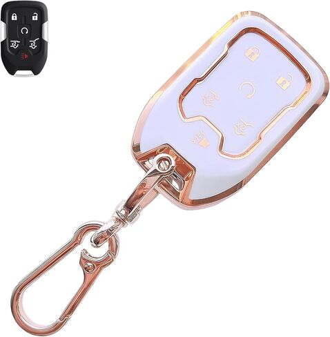 for Ford Key fob Cover with Keychain,White Soft TPU Protection Key Case Shell,5 Buttons Compatible with Fusion Mustang F150 Edge Explorer Lincoln MKZ MKC MKX Smart Remote Key (For Ford B) in Kuwait