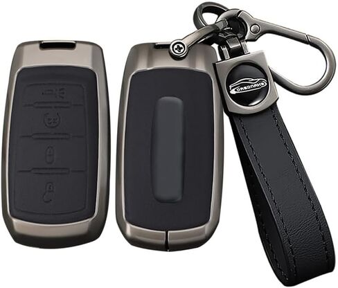 ontto Car Key Cover Case Fit for Dodge Ram 1500 2500 3500 4500 5500 2019-up,Metal Frame Key Fob Shell Leather Key Skin Fit for Ram Truck,Stylish Vehicle Key Protector,4-Button-Black in Saudi Arabia