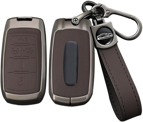 ontto Car Key Cover Case Fit for Dodge Ram 1500 2500 3500 4500 5500 2019-up,Metal Frame Key Fob Shell Leather Key Skin Fit for Ram Truck,Stylish Vehicle Key Protector,4-Button-Black in Saudi Arabia