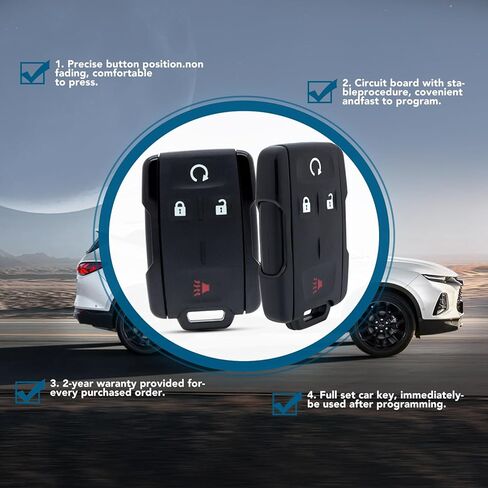 Chevy Key Fob, 2 Pack Car Keyless Entry Remote Replacement Control fit for Chevy Silverado Colorado GMC Canyon Sierra M3N-32337100 Silverado Key Fob (4 BTN) (Black Side) in Kuwait