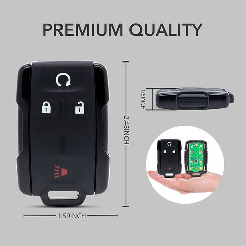 Chevy Key Fob, 2 Pack Car Keyless Entry Remote Replacement Control fit for Chevy Silverado Colorado GMC Canyon Sierra M3N-32337100 Silverado Key Fob (4 BTN) (Black Side) in Kuwait
