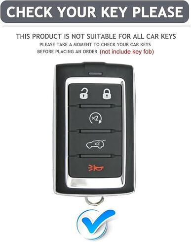 YaSeim متوافق مع غطاء Jeep Key Fob مع سلسلة مفاتيح، حافظة جلدية لمفتاح السيارة لعام 2025 2024-2021 Grand Cherokee L Grand Wagoneer L Wagoneer Grand Cherokee 5 أزرار ملحقات مفاتيح التحكم عن بعد الذكية in Kuwait