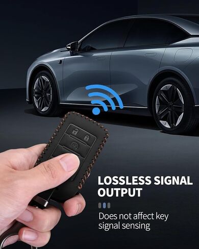 YaSeim متوافق مع غطاء Jeep Key Fob مع سلسلة مفاتيح، حافظة جلدية لمفتاح السيارة لعام 2025 2024-2021 Grand Cherokee L Grand Wagoneer L Wagoneer Grand Cherokee 5 أزرار ملحقات مفاتيح التحكم عن بعد الذكية in Kuwait